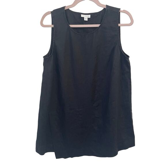 J. Jill Linen Tunic Top Medium Black Minimalist Sleeveless Tank pureJill Relaxed - Picture 1 of 10